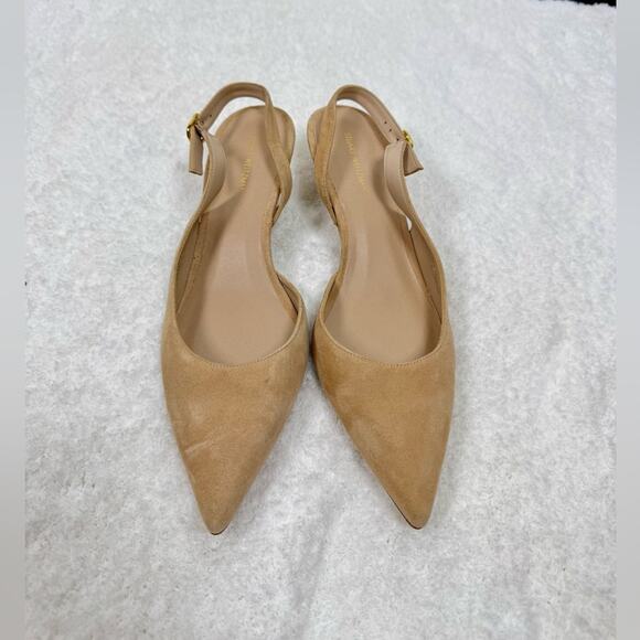 Stuart Weitzman Women's 50 Pointed Toe Kitten Heel Pumps Tan Suede 8 38.5 - Picture 3 of 12